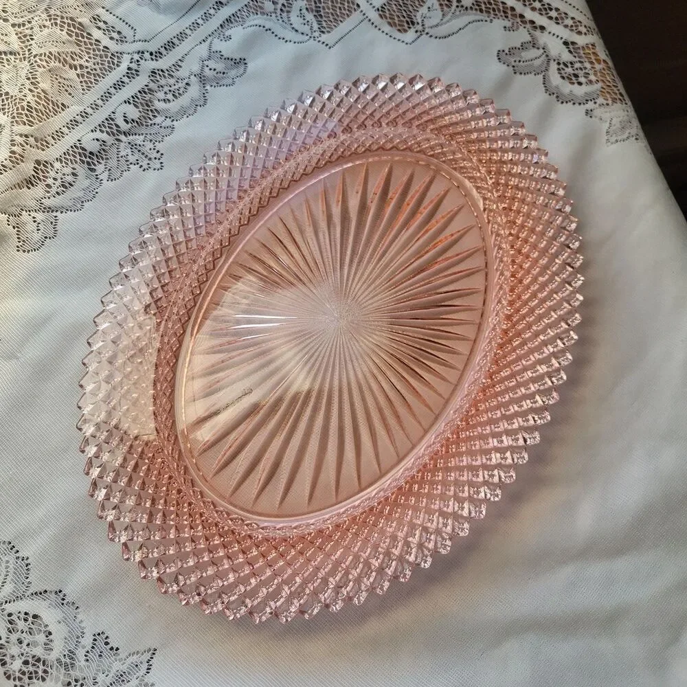 VTG Anchor Hocking Miss America Pink Depression Glass Serving Platter 12